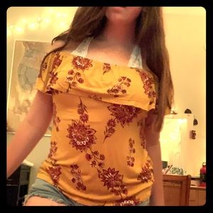 Yellow floral off the shoulder top
